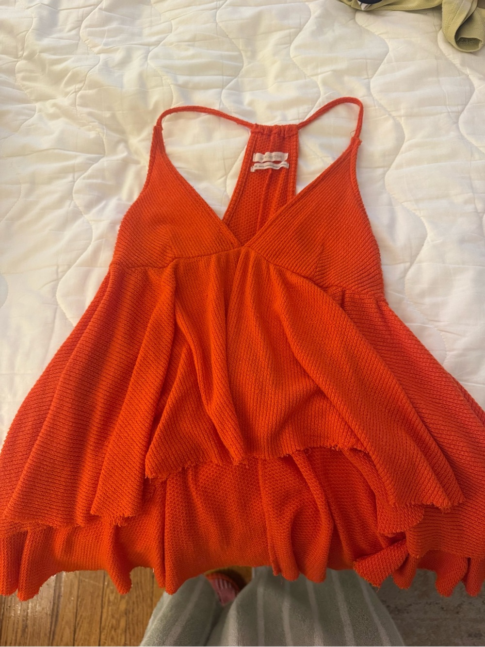 Urban Outfitters Orange Ribbed Flowy Tank Top